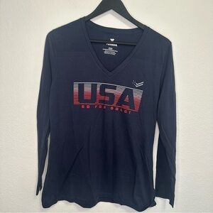 Fanatics USA “Go for Gold” Navy Long Sleeve V-Neck – Size Medium